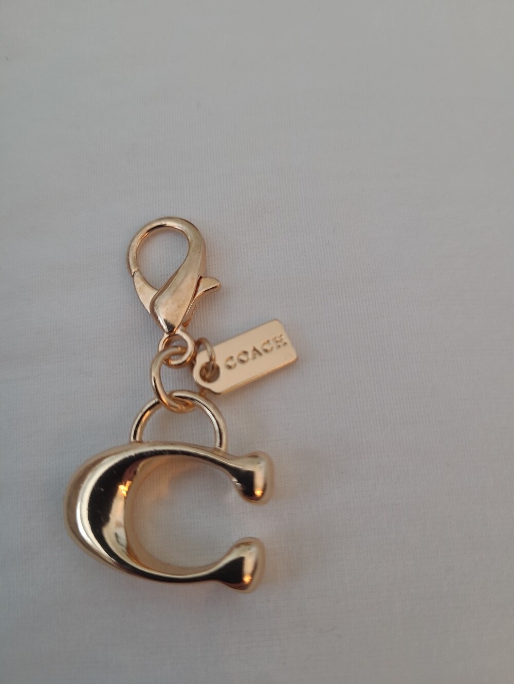 COACH Yellow Gold 'C' Charm Keychain Clip